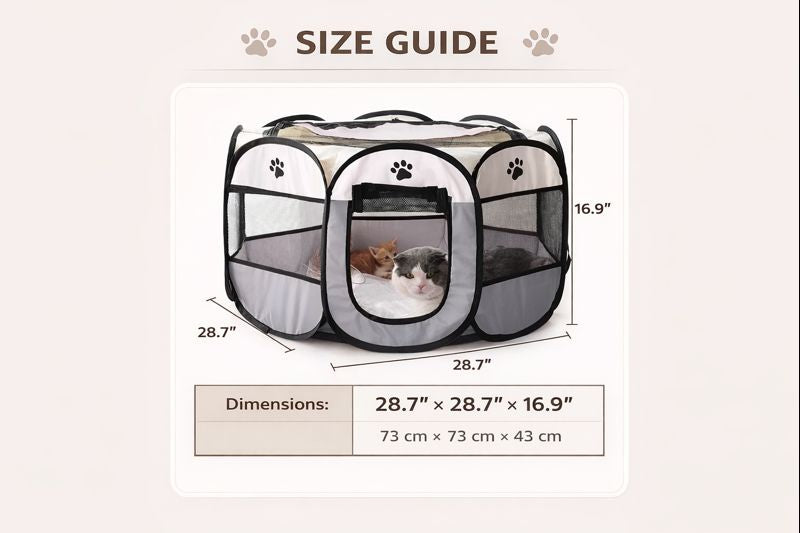 Portable Foldable Pet Tent Playpen — Size guide