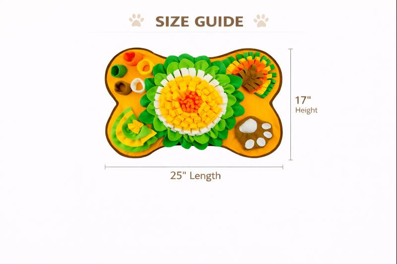 Pet Training and Stress Relief Sniff Feeding Mat — Size guide
