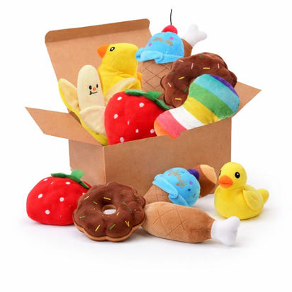 Dog Plush Toy Set (7 Pack) – Squeaky Chew Toys for Puppies & Small Dogs