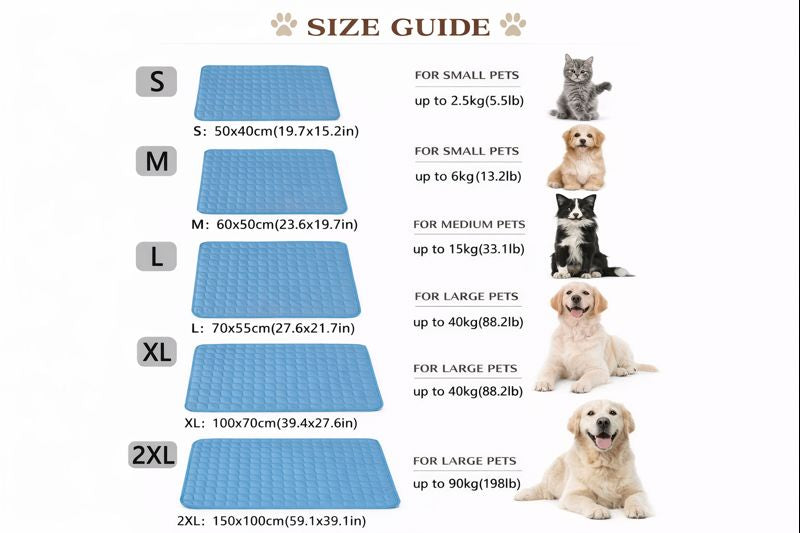 Cooling Dog Mat - Soft Washable Cooling Pad — Size guide