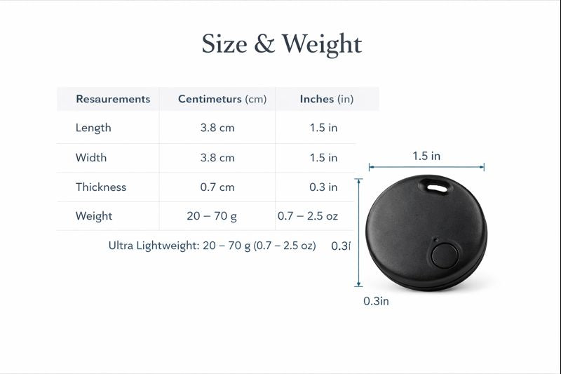 Dog Cat GPS Bluetooth 5.0 Tracker — Size guide