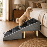 2-in-1 Dog Ramp & Stairs - Foldable Wooden Pet Steps for Couch & Bed