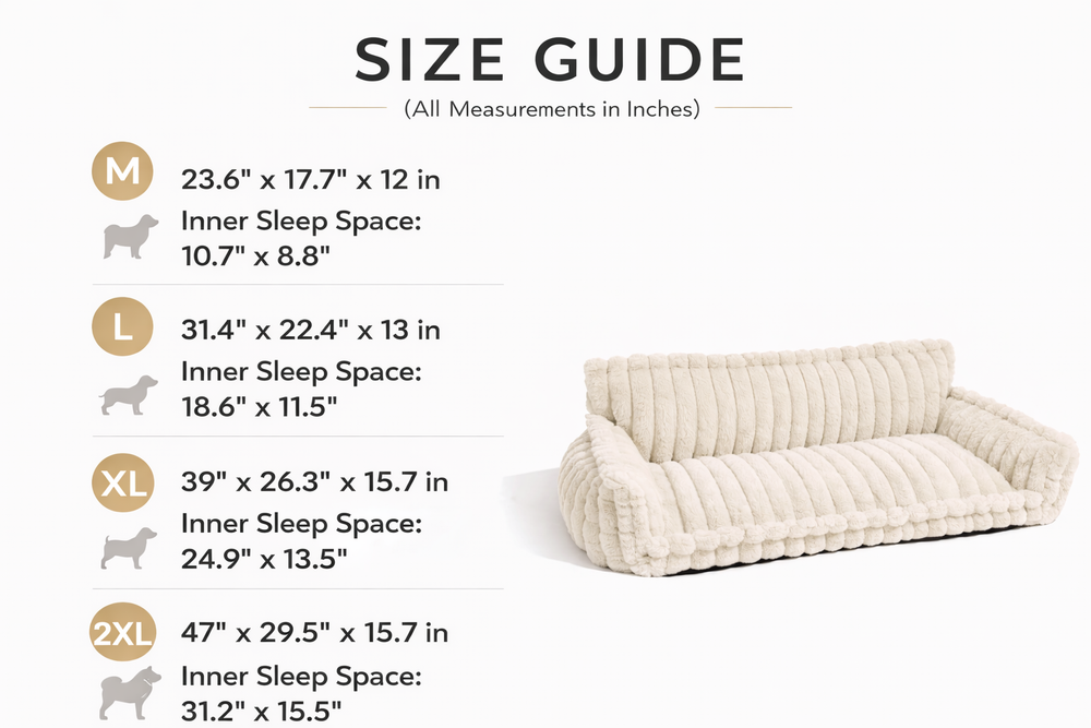Large Washable Fluffy Orthopedic Soft Dog Pillow Sofa Bed — Size guide