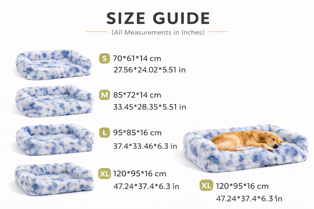 Calming Dog Bed Sofa Protector Pet Mat — Size guide
