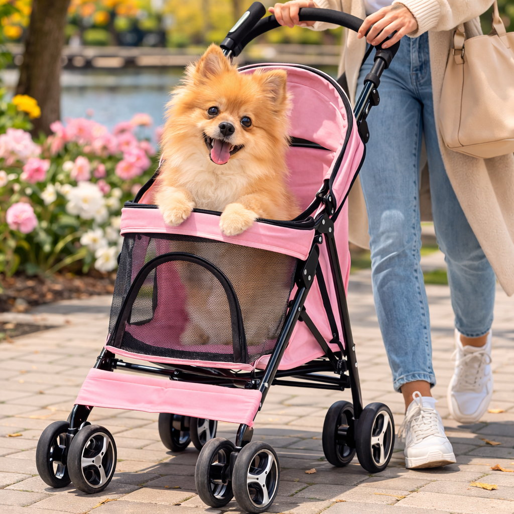 Foldable Lightweight Pet Stroller for Dogs & Cats