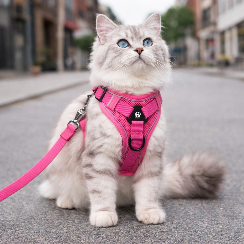 Reflective Cat Harness & Leash Set – Breathable Mesh, Adjustable Comfort Fit