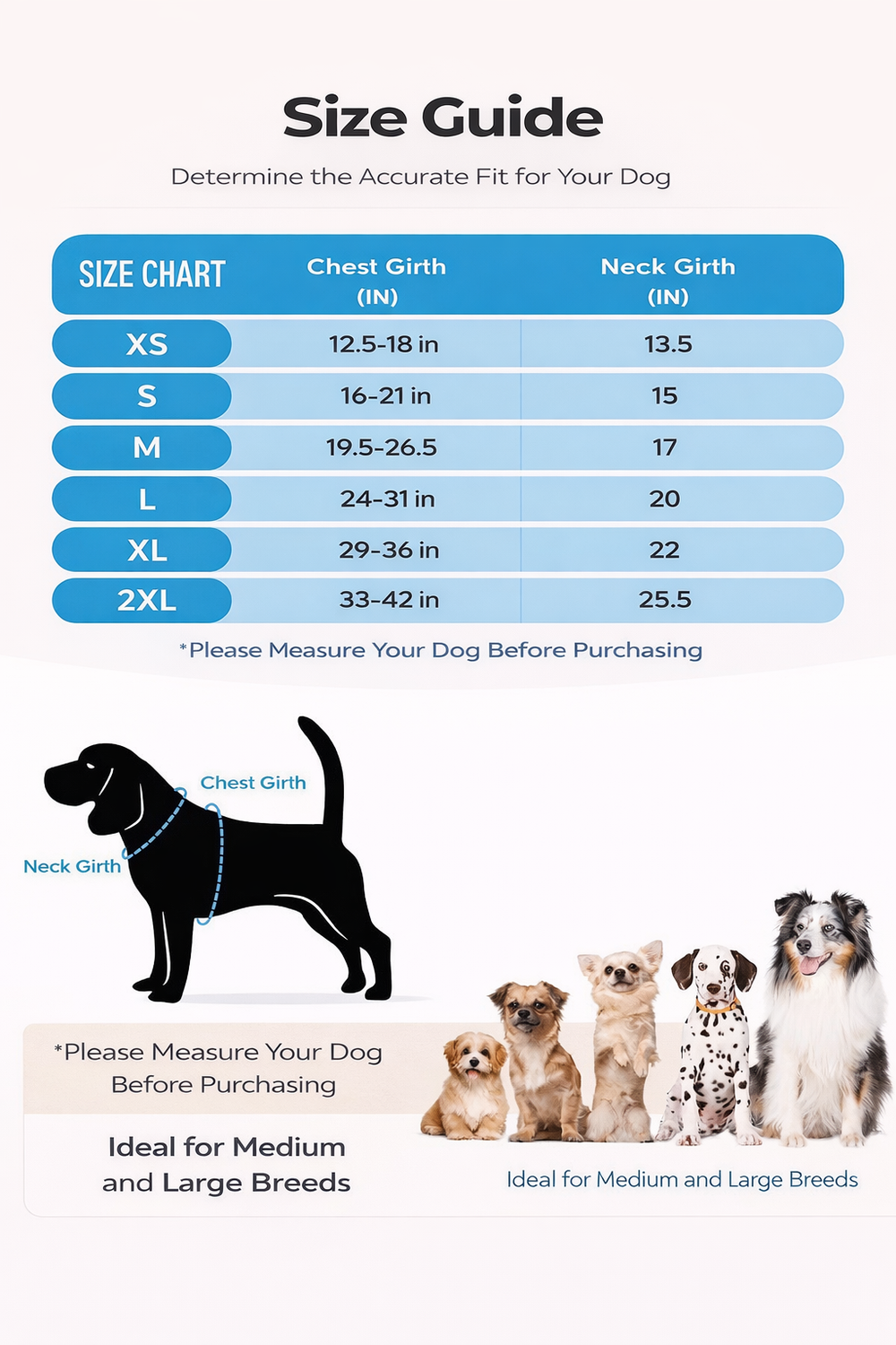 Dog Cooling Vest – Breathable Reflective Cooling Jacket for Summer Heat Protection — Size guide