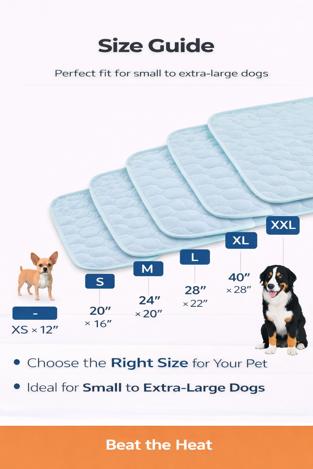 Dog Cooling Mat – Breathable Cooling Pad for Summer, Lightweight & Washable — Size guide