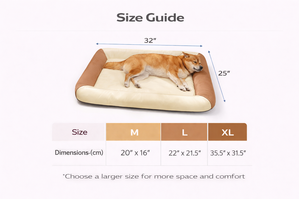 Cooling Dog Bed - Waterproof Summer Pet Bed with Raised Edges — Size guide