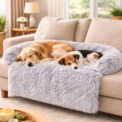 Calming Dog Sofa Cover Bed -  Soft Plush Furniture Protector for Couch & Bed