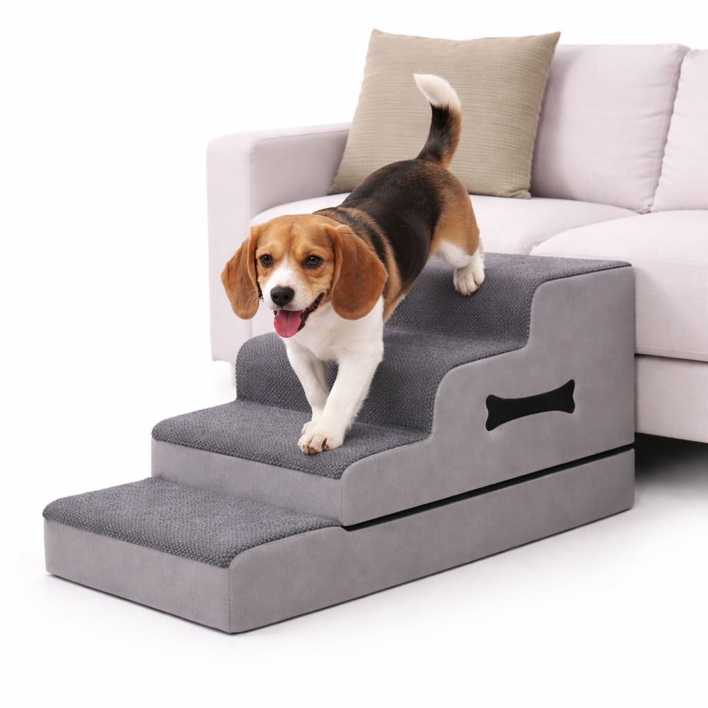 Orthopedic Dog Stairs -  Soft Non-Slip Pet Steps with Gentle Ramp