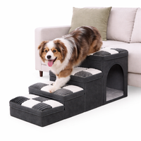 Checkered Designer Pet Steps with Condo & Storage