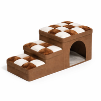 Checkered Designer Pet Steps with Condo & Storage