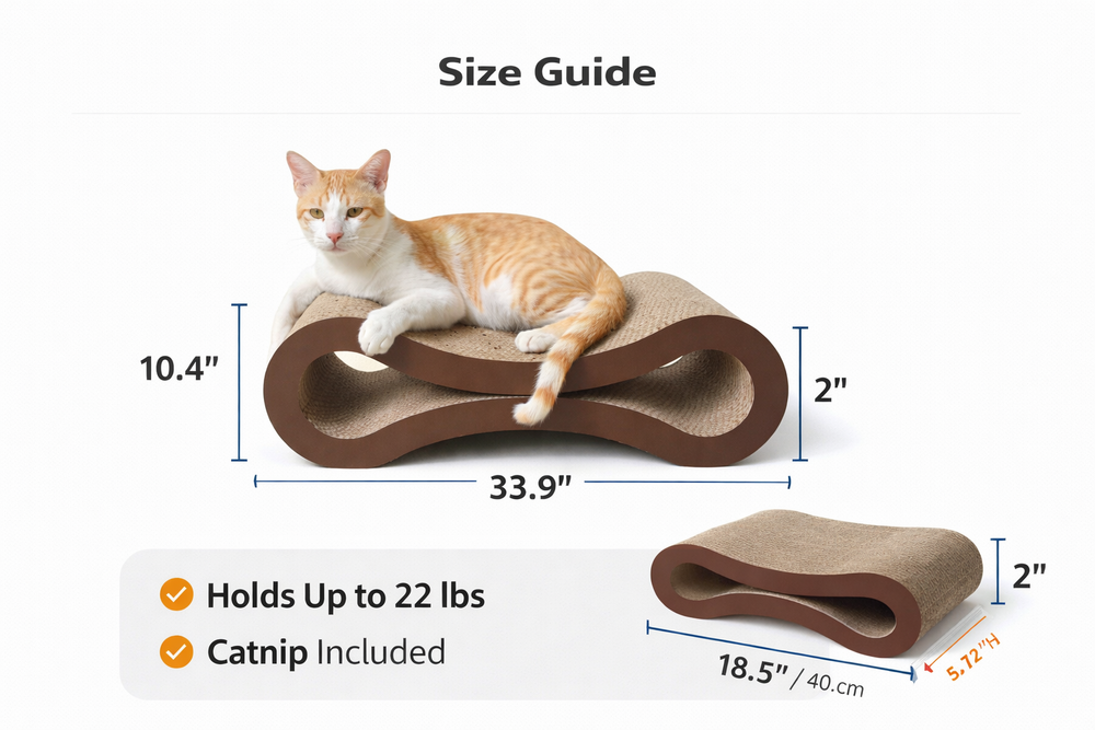 Infinity Cat Scratcher Lounge - Cardboard Scratching Bed for Cats — Size guide