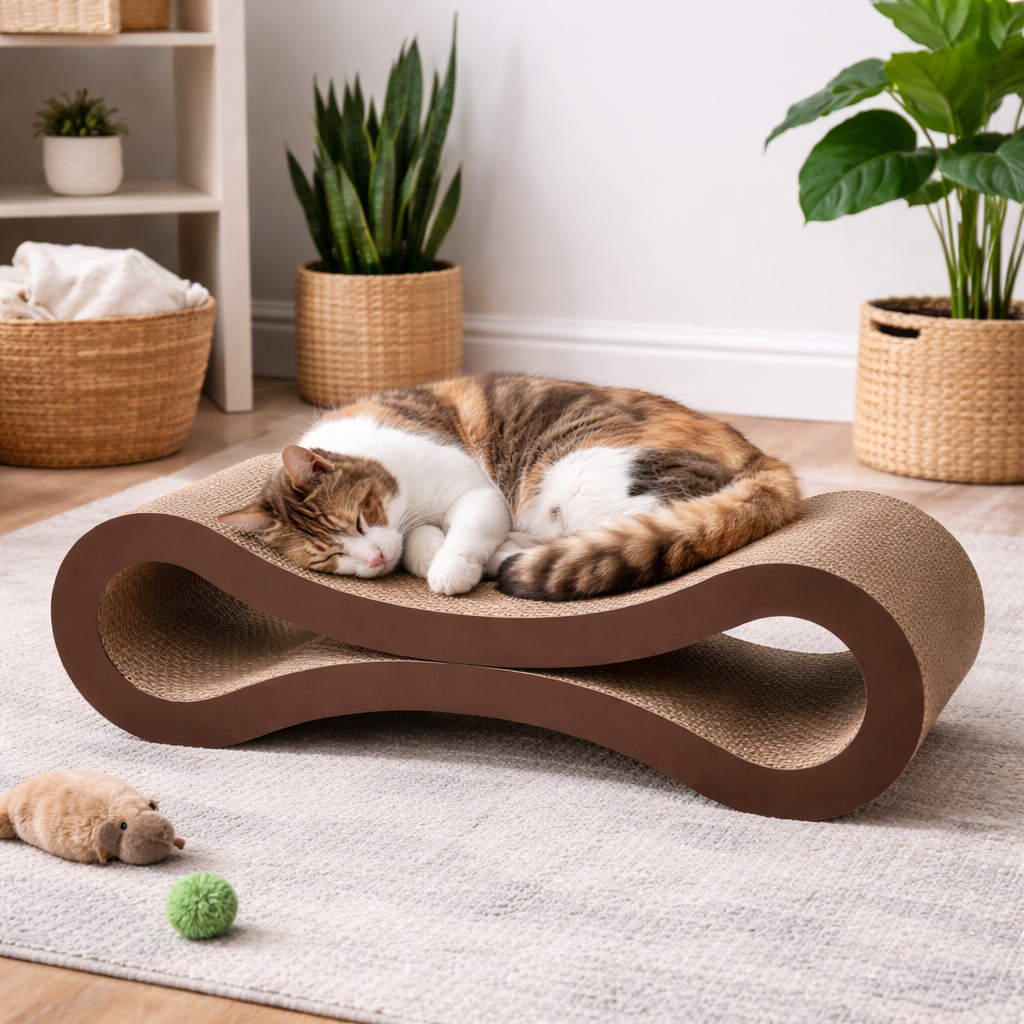 Infinity Cat Scratcher Lounge - Cardboard Scratching Bed for Cats