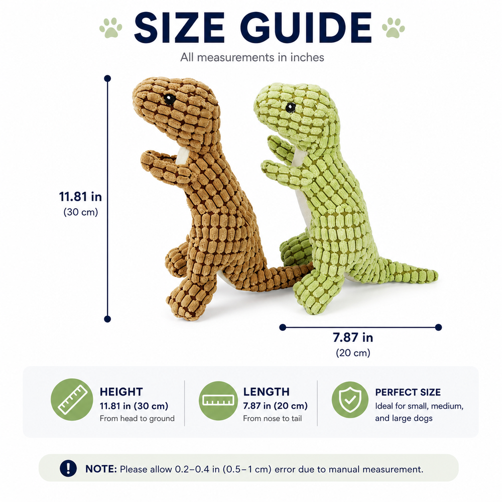 Indestructible Plush Dog Toy for Aggressive Chewers — Size guide