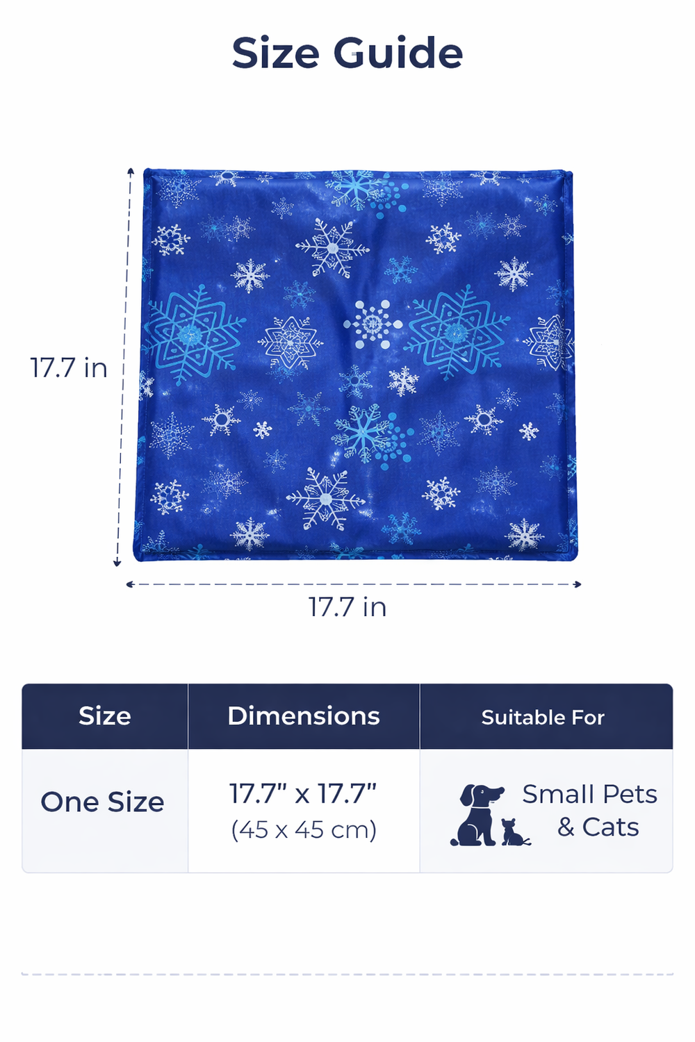 Self Cooling Dog Bed Mat — Size guide
