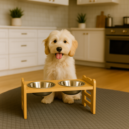 Elevated Bamboo Pet Feeder Stand