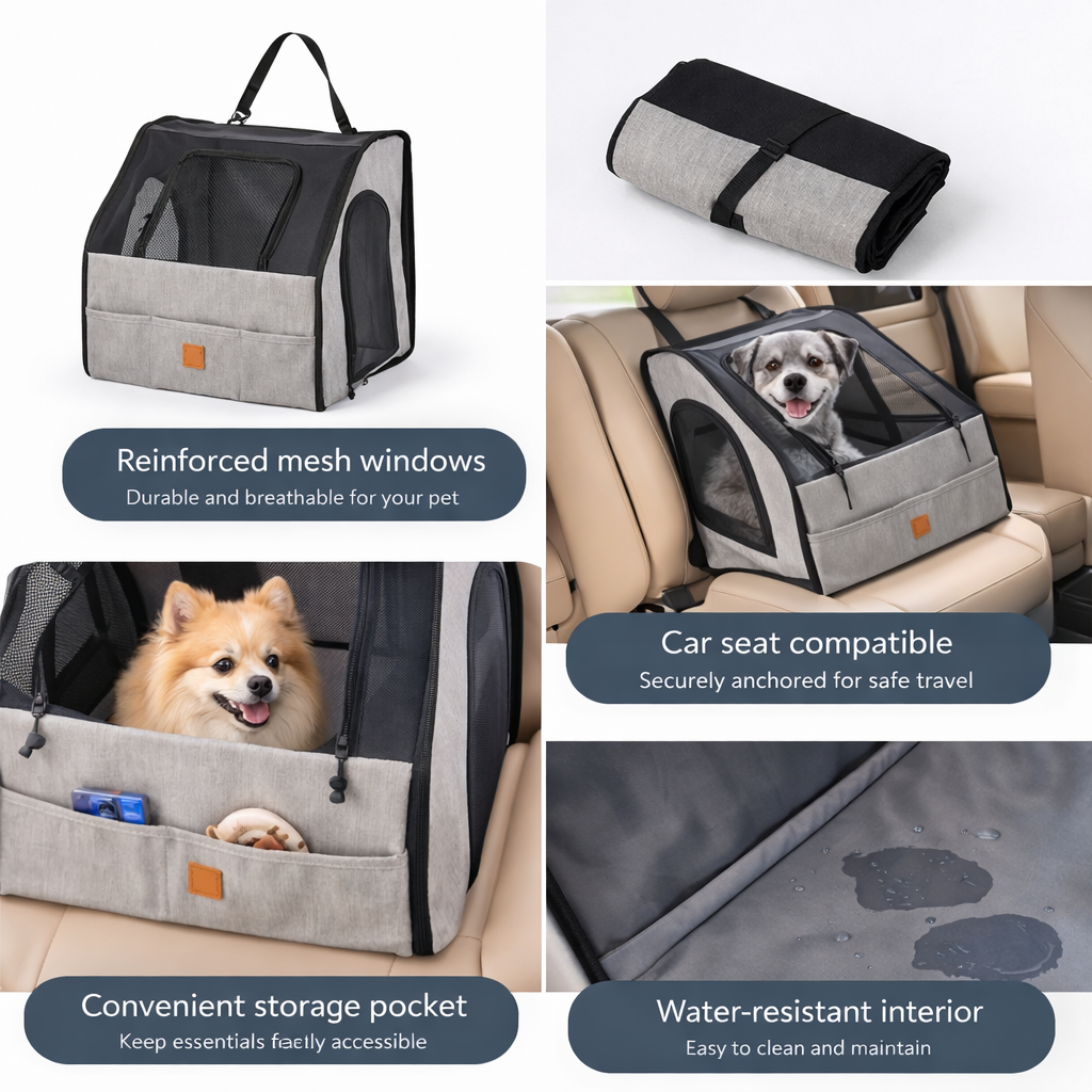 Foldable Pet Car Seat Carrier