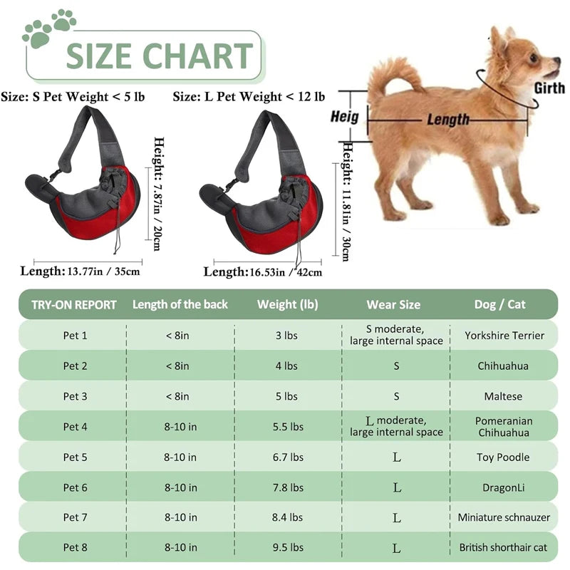 Pet Carrier Travel Backpack — Size guide