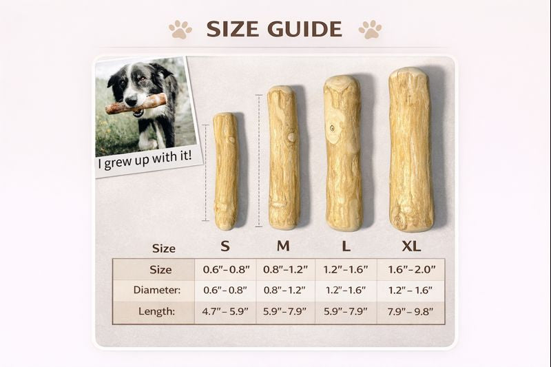 Dog Wooden Chew Stick Tooth Pressure Relief Toy — Size guide