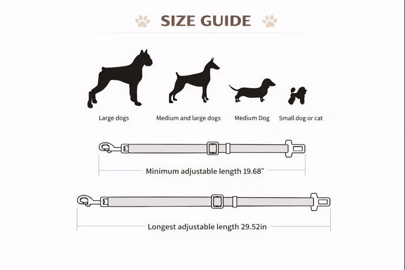 Adjustable Dog Car Seat Belt — Size guide